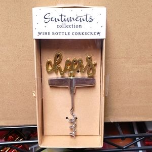 Kirkland's Sentiments collection metal wine bottle corkscrew cheers